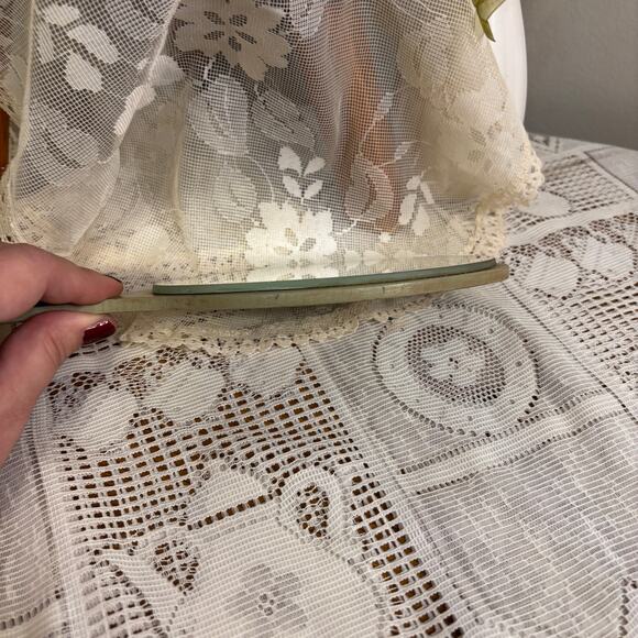 Vintage Hand Painted Oval Vanity Mirror Dogwood Flower Signed Jennie Halley - Picture 4 of 8